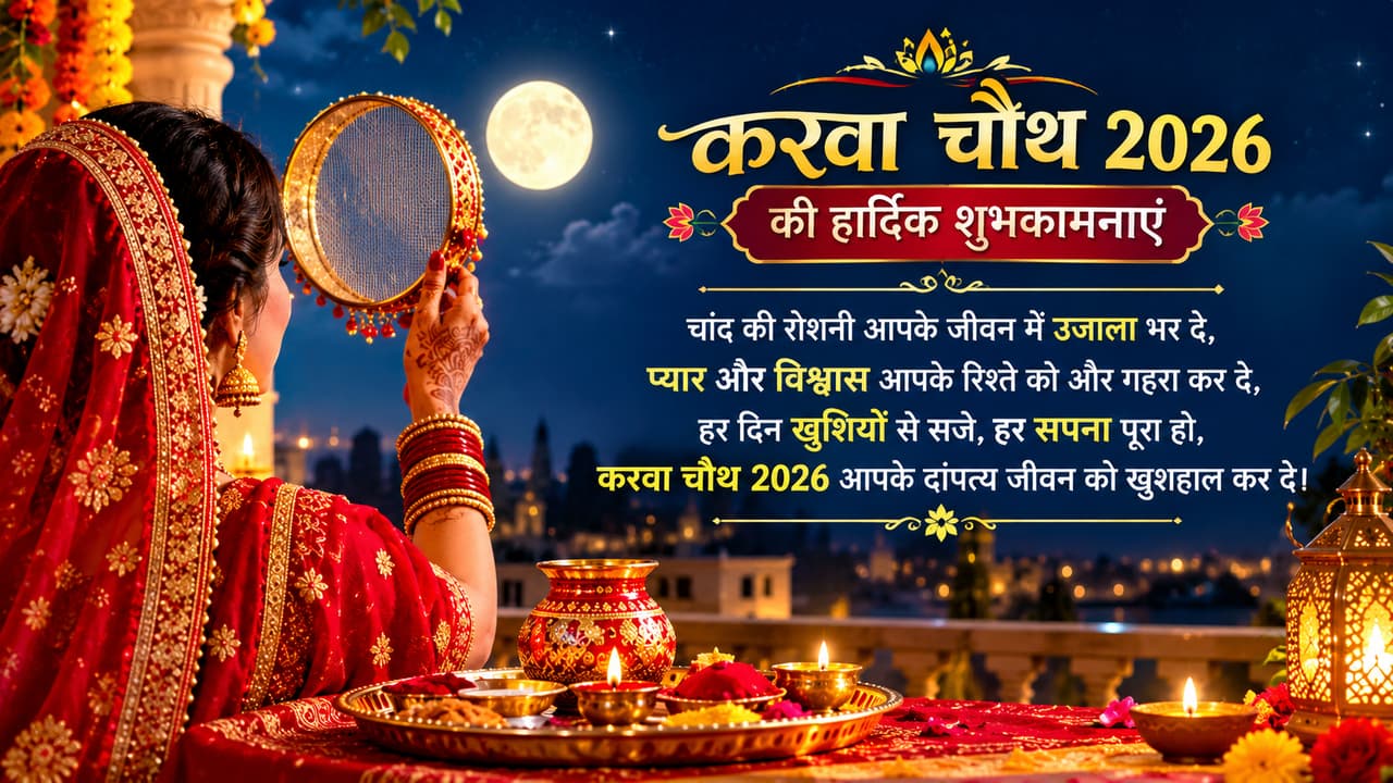 करवा चौथ 2026: शादीशुदा जीवन में बढ़ाए प्यार और विश्वास के संदेश करवा चौथ 2026: शादीशुदा जीवन में बढ़ाए प्यार और विश्वास के संदेश